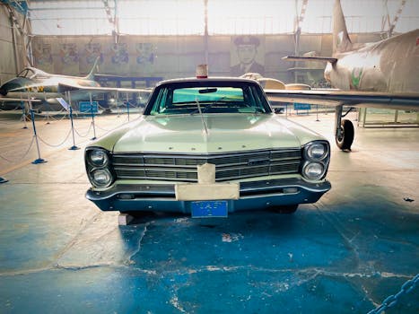 classic Ford vehicles on display