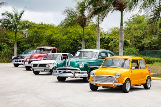 vintage Ford cars lined up