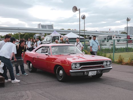 image of classic Ford car meetup